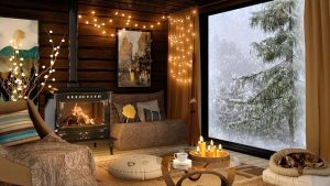 Cozy indoor winter scene. Happy 2023 from The Refreshed Home.